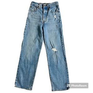 LEVI’S Ribcage Straight Ankle Women’s Light Wash Jeans Size 24x27